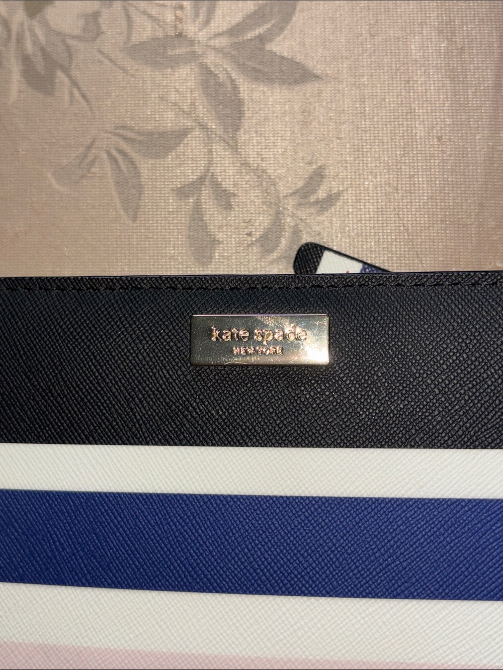 Kate Spade Striped Leather Continental Wallet Women’s Authentic - Picture 3 of 13